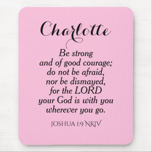 Light Pink Courage Bible Verse Individuelle Name E Mousepad