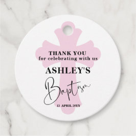Light Pink Cross Baptism Thank you Favor Tags Geschenkanhänger