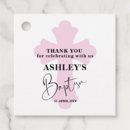 Light Pink Cross Baptism Thank you Favor Tags Geschenkanhänger