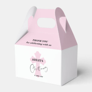 Light Pink Cross Christening Vielen Dank für Ihr I Geschenkschachtel