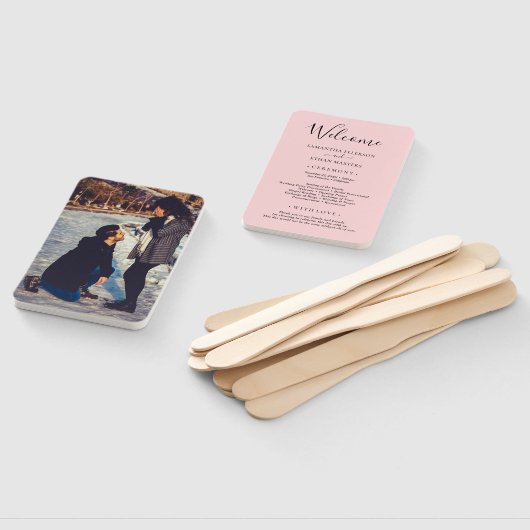 Light Pink Custom Foto Wedding Program Fächer (Non-assembled)