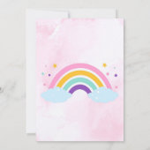 Light Pink Cute Unicorn Stars 4TH Birthday Einladung (Rückseite)