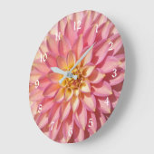 Light Pink Dahlia Floral Große Wanduhr (Winkel)