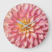 Light Pink Dahlia Floral Große Wanduhr (Vorderseite)