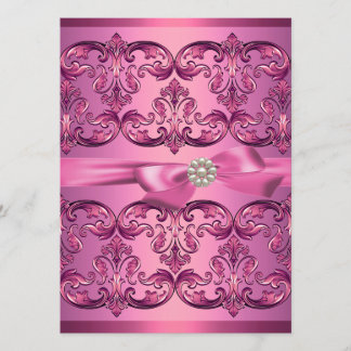 Light Pink Damask & Bow Sweet16 Geburtstagsempfang Einladung