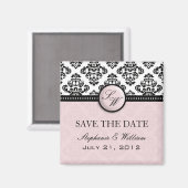Light Pink Damask Wedding Save the Date Magnet (Vorderseite/Rückseite)