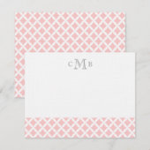 Light Pink Diamonds Wedding Monogram Stationery Mitteilungskarte (Vorne/Hinten)