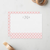 Light Pink Diamonds Wedding Monogram Stationery Mitteilungskarte (Vorderseite/Rückseite Beispiel)
