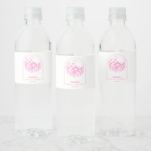Light Pink Disco Boogie Brautparty Wasserflaschenetikett (Flaschen)