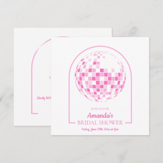 Light Pink Disco Boogie Bridal Dusche Einladung (Vorne/Hinten)