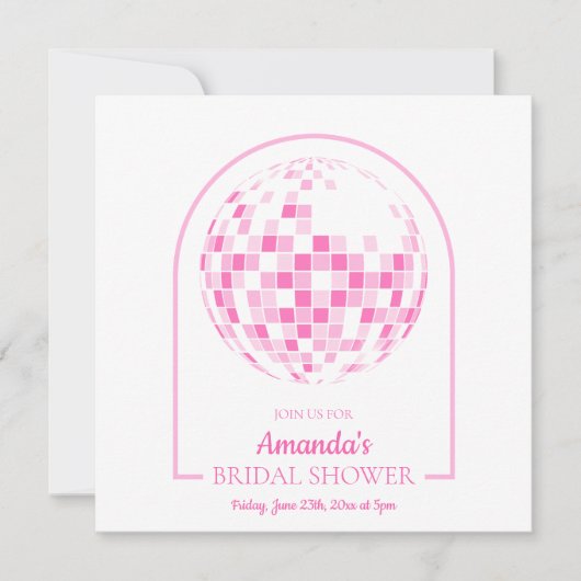 Light Pink Disco Boogie Bridal Dusche Einladung (Vorderseite)