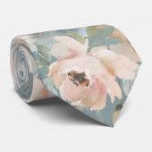 Light Pink Dusty Blue Rose Floral Neck Tys Krawatte (Gerollt)