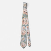 Light Pink Dusty Blue Rose Floral Neck Tys Krawatte (Vorderseite)