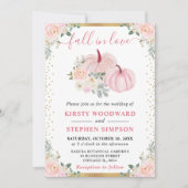 Light Pink Floral Pumpkin Hochzeit im Herbst Einladung (Vorderseite)