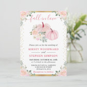 Light Pink Floral Pumpkin Hochzeit im Herbst Einladung (Stehend Vorderseite)