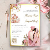 Light Pink Floral QR Code Anand Karaj Sikh Wedding Einladung