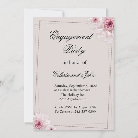 Light PInk Floral Wedding Einladung (Vorderseite)