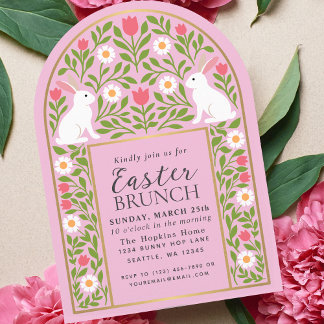 Light Pink Folk Art Easter Brunch Arch Invitation Einladung