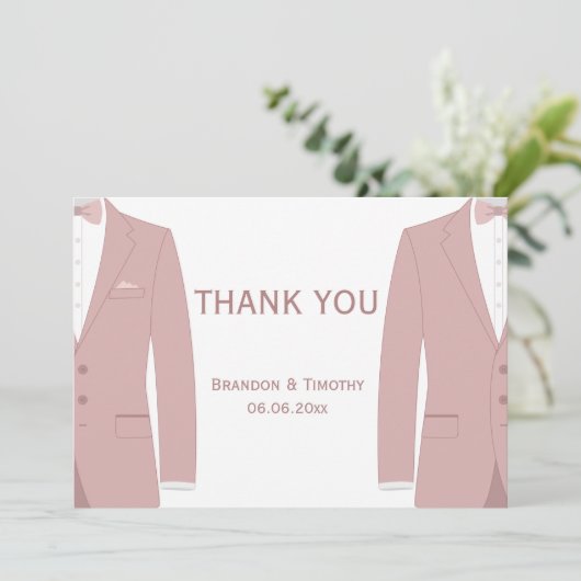 Light Pink Gay Wedding Danke Cards (Stehend Vorderseite)