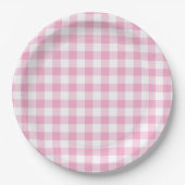 Light Pink Gingham Karo Pappteller (Vorderseite)