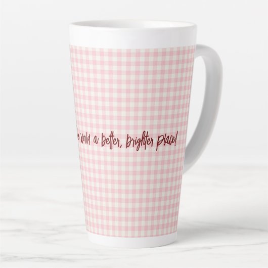 Light Pink Gingham Pattern Latte Tasse (Rechte Ecke)