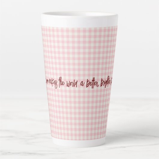 Light Pink Gingham Pattern Latte Tasse (Vorderseite)