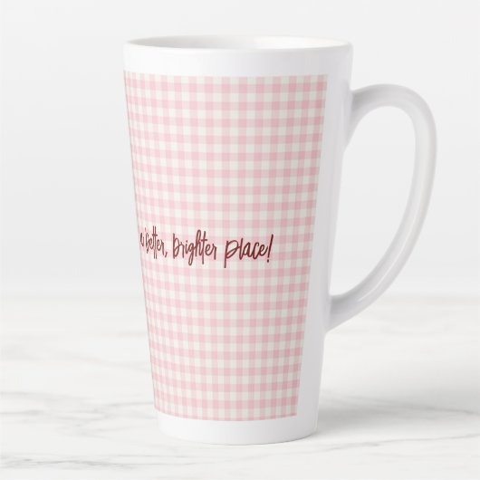 Light Pink Gingham Pattern Latte Tasse (Rechts)