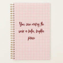Light Pink Gingham Pattern Planner Planer