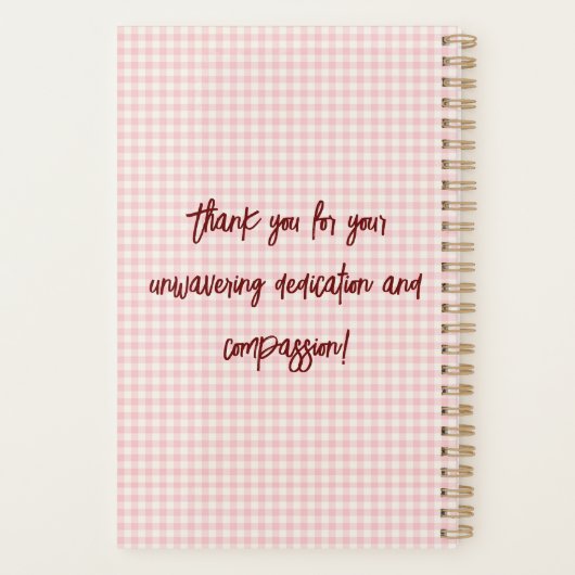 Light Pink Gingham Pattern Planner Planer (Rückseite)