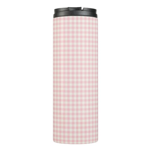 Light Pink Gingham Pattern Thermal Tumbler Thermosbecher (Rückseite)