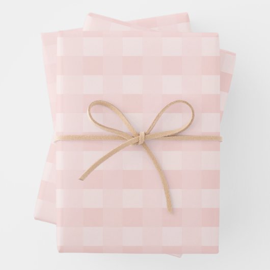 Light Pink Gingham Pattern Wrapping Paper Geschenkpapier Set (Beispiel)