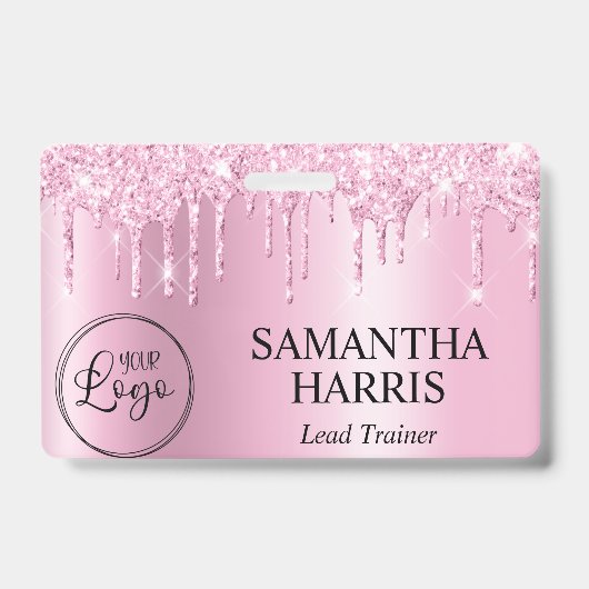 Light Pink Glitter Drips Shimmer Ausweis (Front)