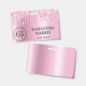 Light Pink Glitter Drips Shimmer Ausweis (Front & Back)
