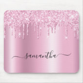 Light Pink Glitter Drips Shimmer Glam Name Mousepad (Vorne)