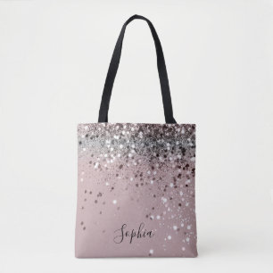 Light Pink Glitzer Girl Monogram Name Totbeutel Tasche