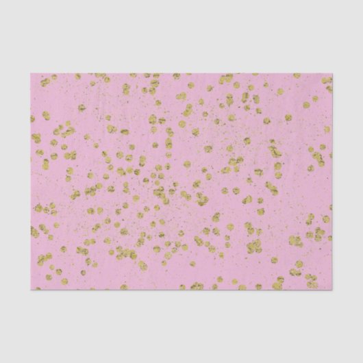 Light Pink Glitzy Gold Sparkle Confetti Dots Seidenpapier (Vorderseite)