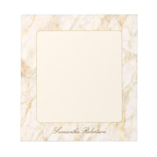 Light Pink Gold Brown Elegant Marble Custom Name Notizblock