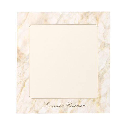 Light Pink Gold Brown Elegant Marble Custom Name Notizblock (Vorderseite)