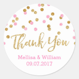 Light Pink Gold Confetti Gastgeschenk Hochzeit Tag Runder Aufkleber