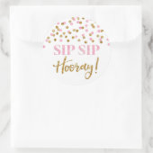 Light Pink Gold Confetti Sip Hooray Runder Aufkleber (Tasche)