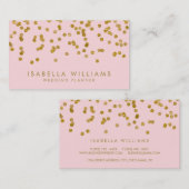 Light Pink & Gold Foil Confetti Business Card Visitenkarte (Vorne/Hinten)