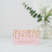 Light Pink & Gold Foil Confetti Business Card Visitenkarte (Stehend Vorderseite)