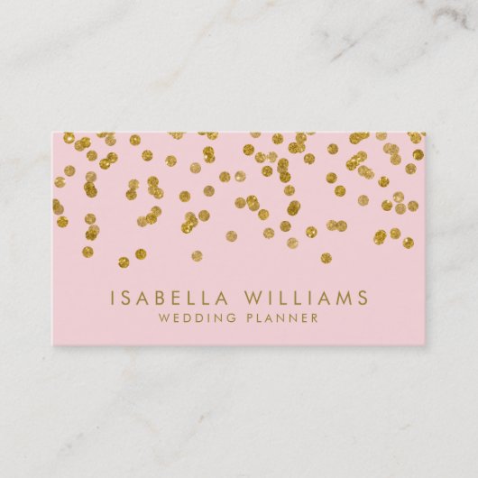 Light Pink & Gold Foil Confetti Business Card Visitenkarte (Vorderseite)