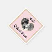 Light Pink & Gold Glitzer Herzstück Foto Personali Serviette (Ecke)