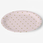 Light Pink Gold Glitzer Polka Dot Muster Pappteller (Schrägansicht)