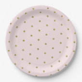 Light Pink Gold Glitzer Polka Dot Muster Pappteller (Vorderseite)