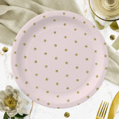 Light Pink Gold Glitzer Polka Dot Muster Pappteller