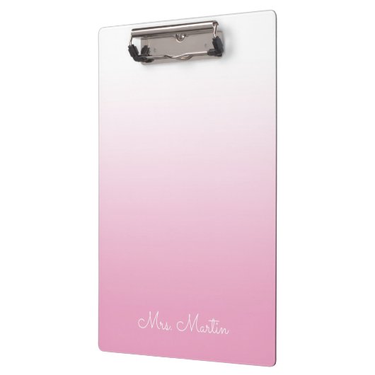 Light Pink Gradient Personalisiert Teacher Klemmbrett (Links)