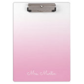 Light Pink Gradient Personalisiert Teacher Klemmbrett (Vorderseite)