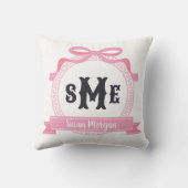 Light Pink Greece Key Bow Monogram Kissen (Rückseite)